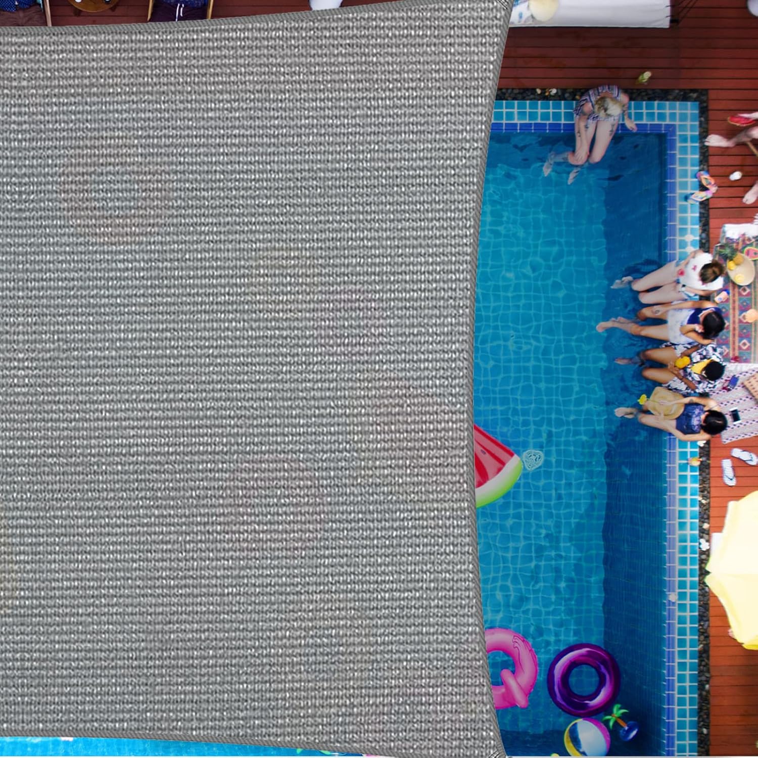 Voile d'ombrage rectangulaire, auvent protégé contre les UV pour jardins extérieurs en terrasse, 3m x 5m, gris - 5