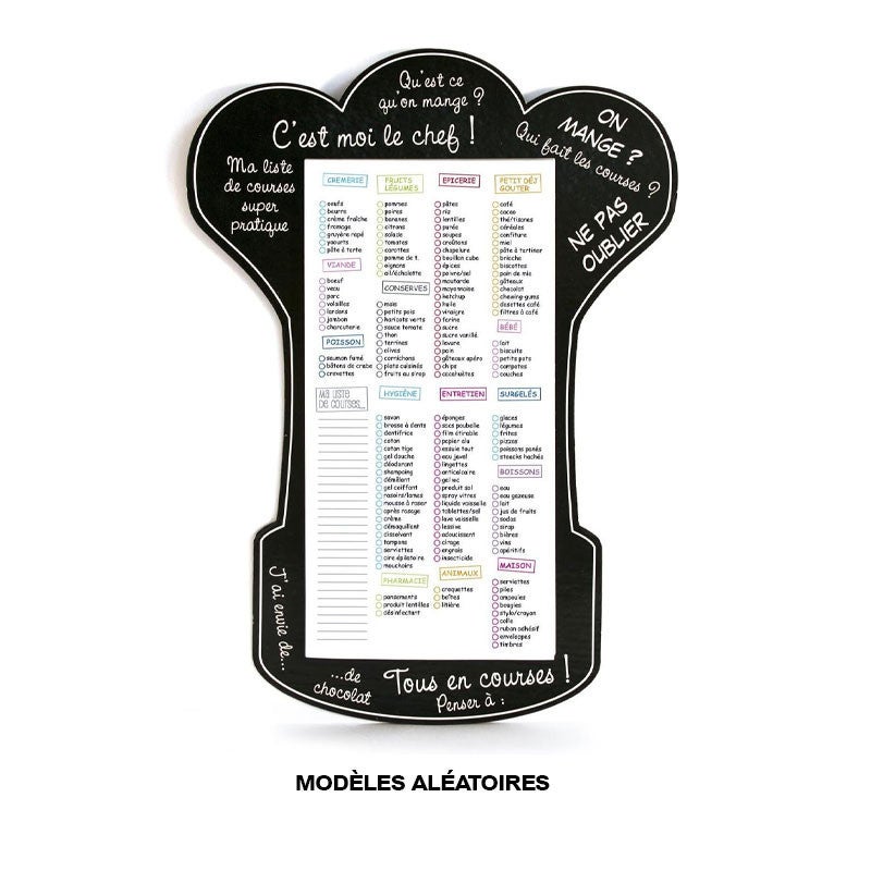 Tableau - Mémo - Liste de courses - Aimanté - A fixer sur le frigo - Feuilles détachables - 4