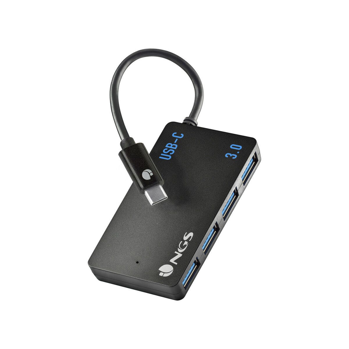 USB hub desde USB-c con cuatro puertos USB negro