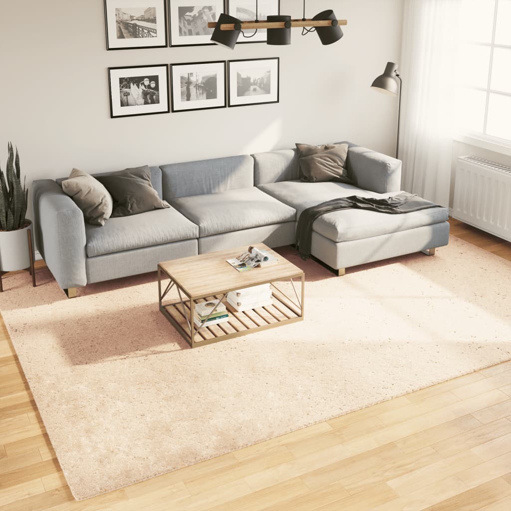 Vidaxl alfombra de pelo corto suave lavable huarte beige 240x340 cm
