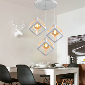 UNI 3 Pack Plafonnier Luminaire Industrielle Noir Fer Abat-jour Métal Suspension Cage Carrée Lampe de Plafond pour Salon Couloir - Maison