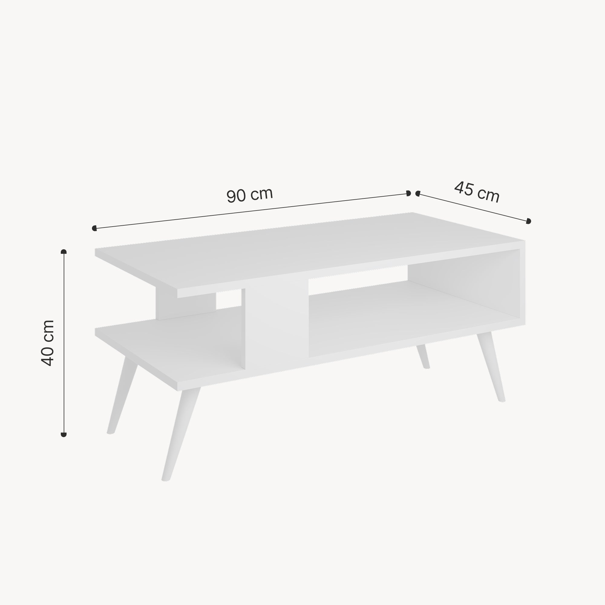 Mesa de centro Lycksele aglomerado 40 x 90 x 45 cm blanco [en.casa] - 3