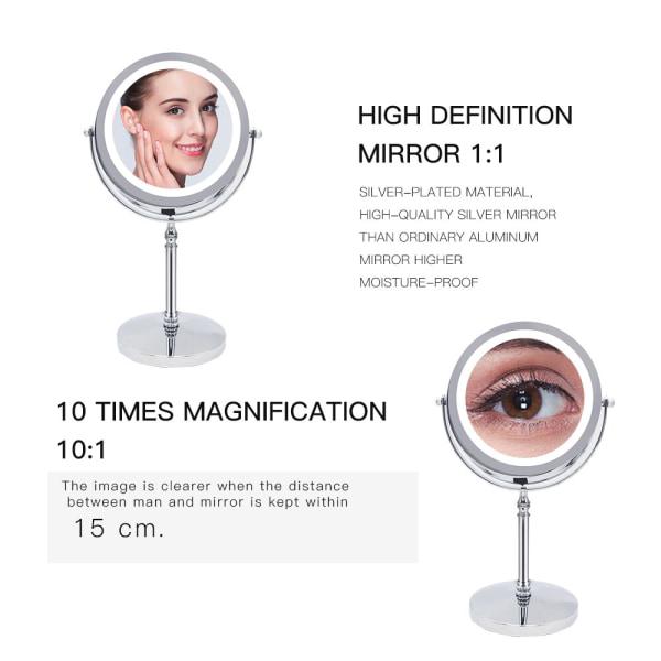 Miroir de maquillage grossissant 10x avec miroir lumineux, 20 pinceaux - 2
