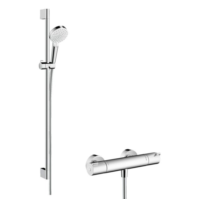 Pack mitigeur douche thermostatique HANSGROHE Ecostat 1001 CL + Barre et pommeau de douche Crometta Vario 2 jets Chromé