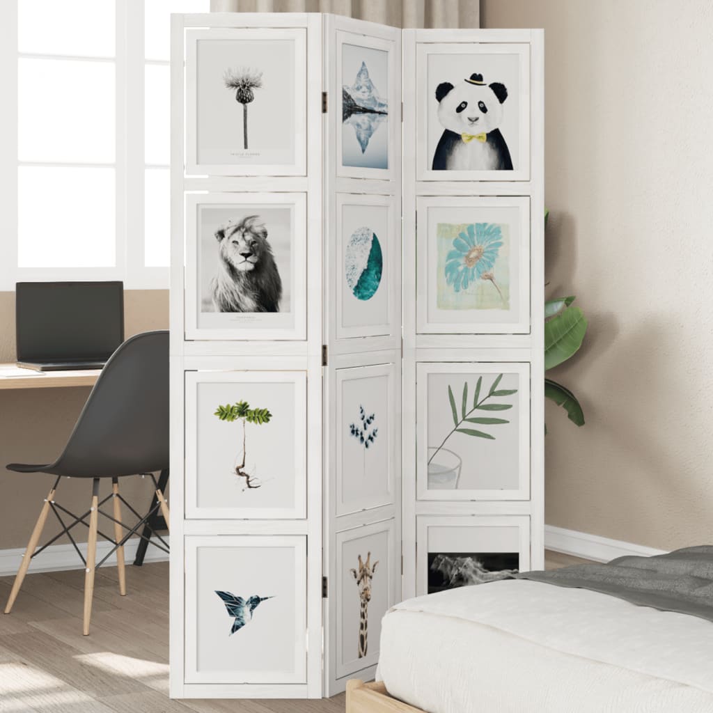 Paravent 5 Panneaux Blanc 250x220cm - Cloison Séparation Tissu - Intérieur Déco Modulable