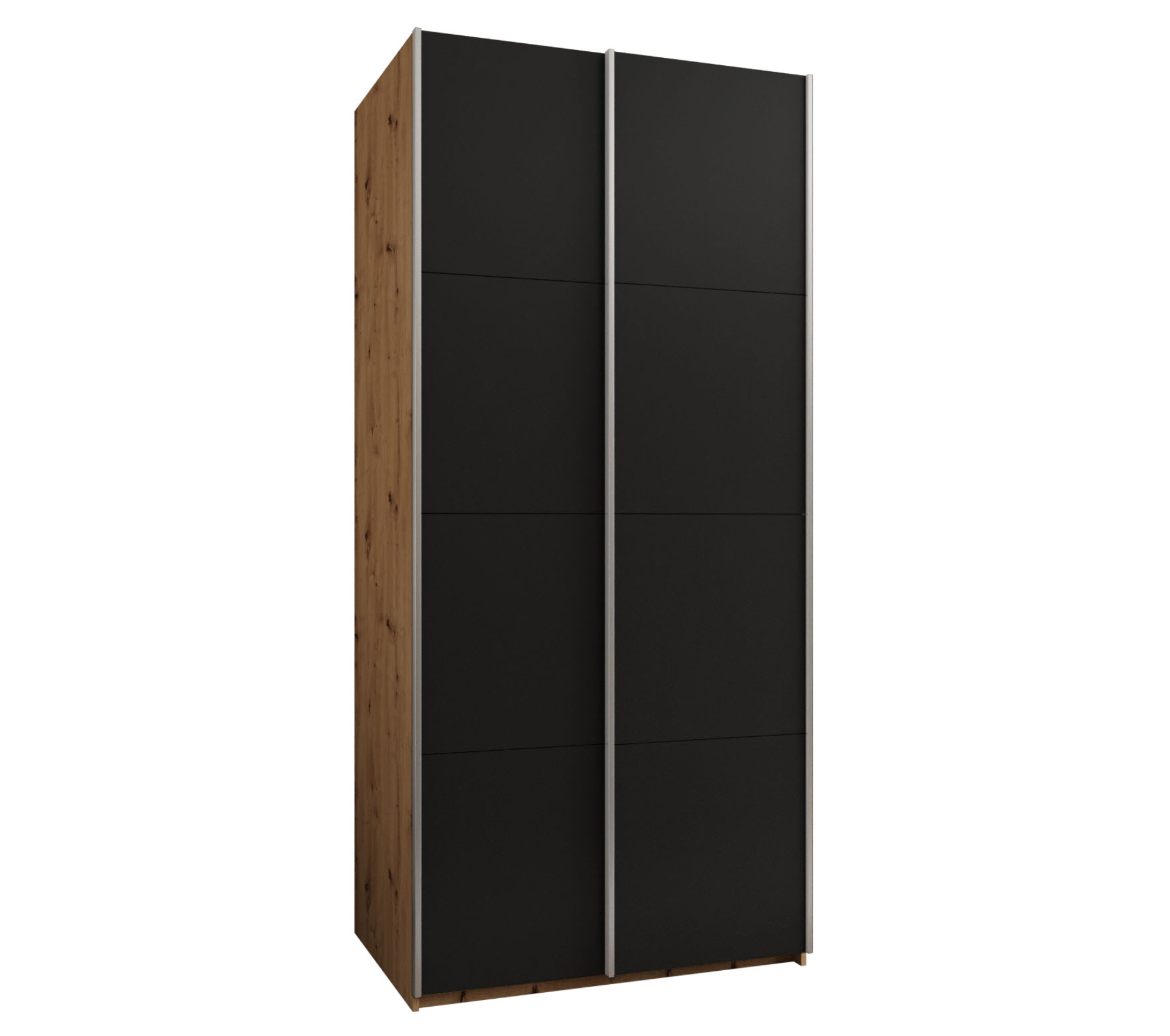 Szafa przesuwna wysoka Lux 1 100 x 64 x 245,5 cm artisan + czarny + u. srebrny - Abiks Meble