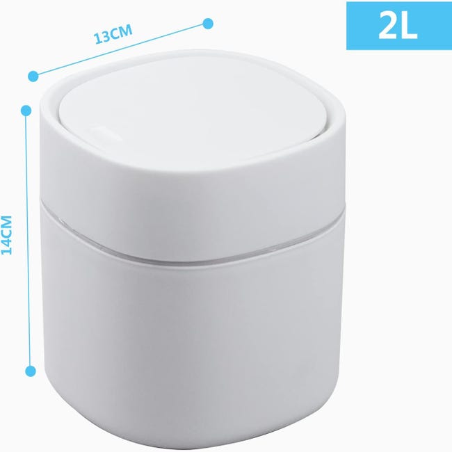 Mini Poubelle De Table Avec Couvercle - Petit Format, Plastique, Pour Bureau, Coiffeuse, Chambre (Blanc)