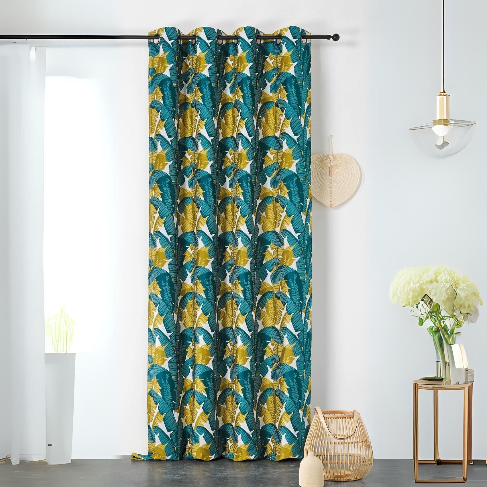Rideau à Oeillets Belline Emeraude 140x260 Cm - Polyester Imprimé - Douceur D'Intérieur
