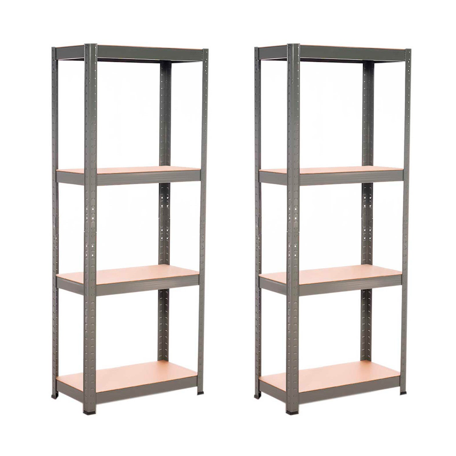 Confezione 2 Ripiani Metallici con 4 Ripiani Regolabili 148x60x30cm 240