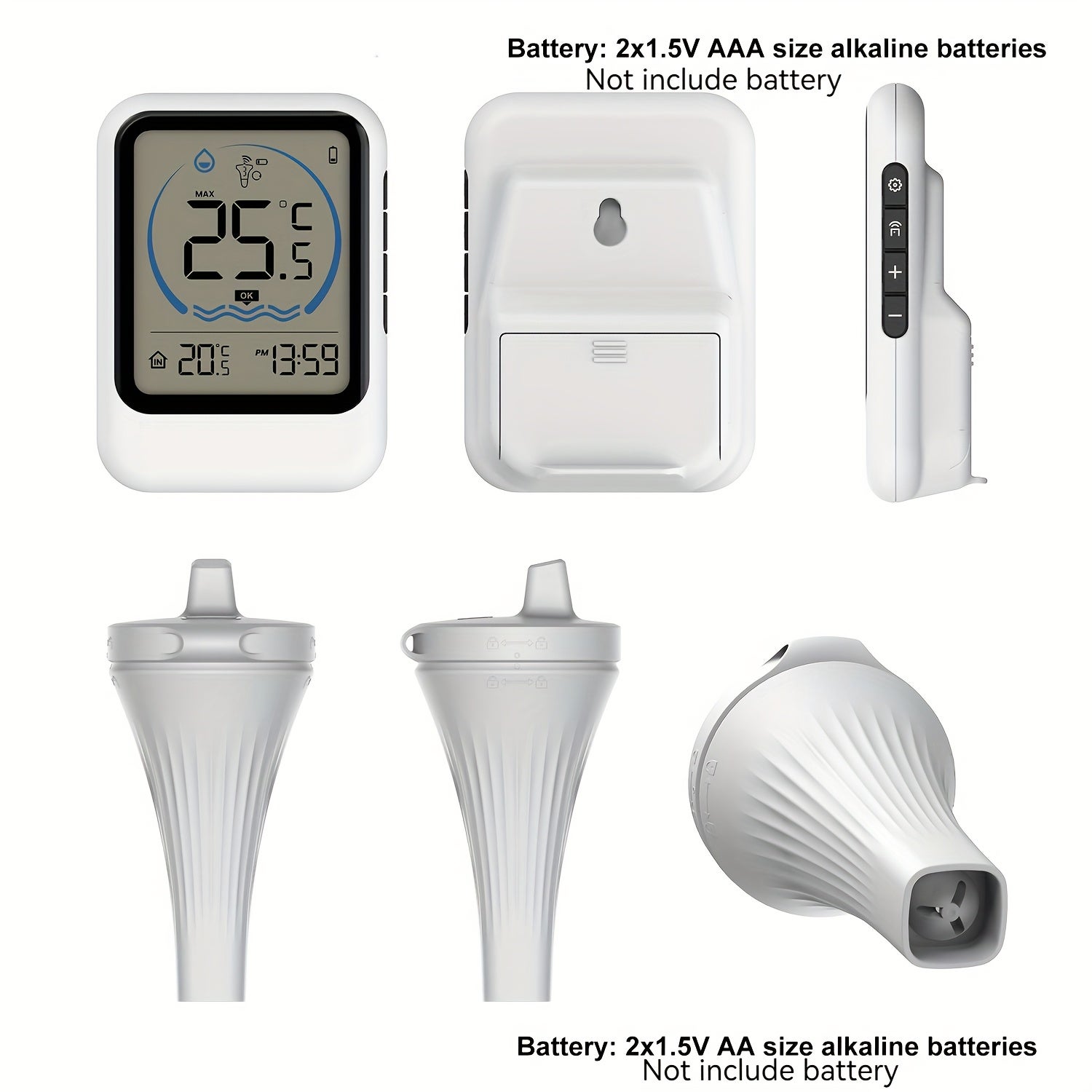 1 thermomètre de piscine sans fil, écran LED, étanche, avec capteur de température, adapté aux piscines (sans pile). - 7