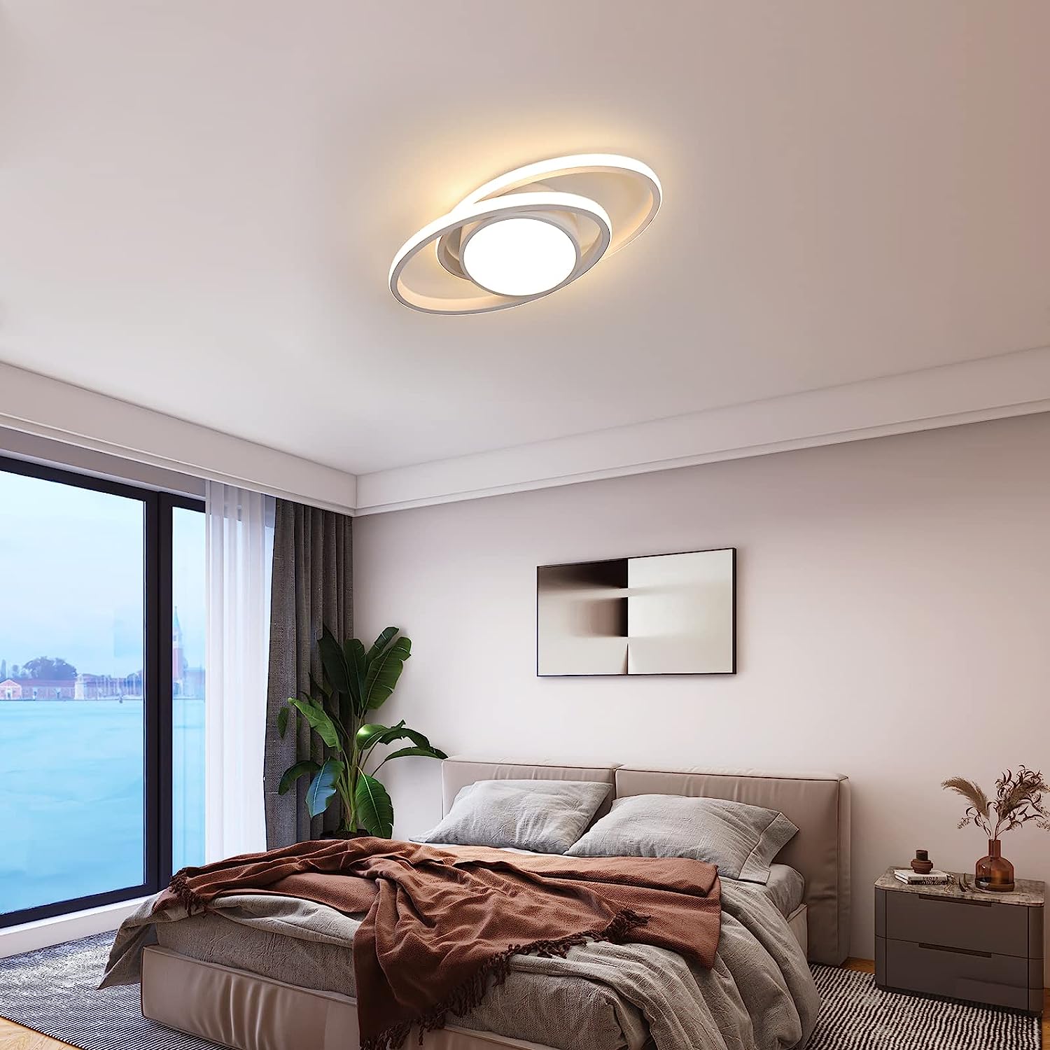 GOECO Plafonnier LED, Luminaire Plafonnier Chambre, 42W 4000lm, Rond Lampe de plafond Moderne pour Chambre Salon Cuisine, Dia 40cm (Elliptique, Blanc) - 2