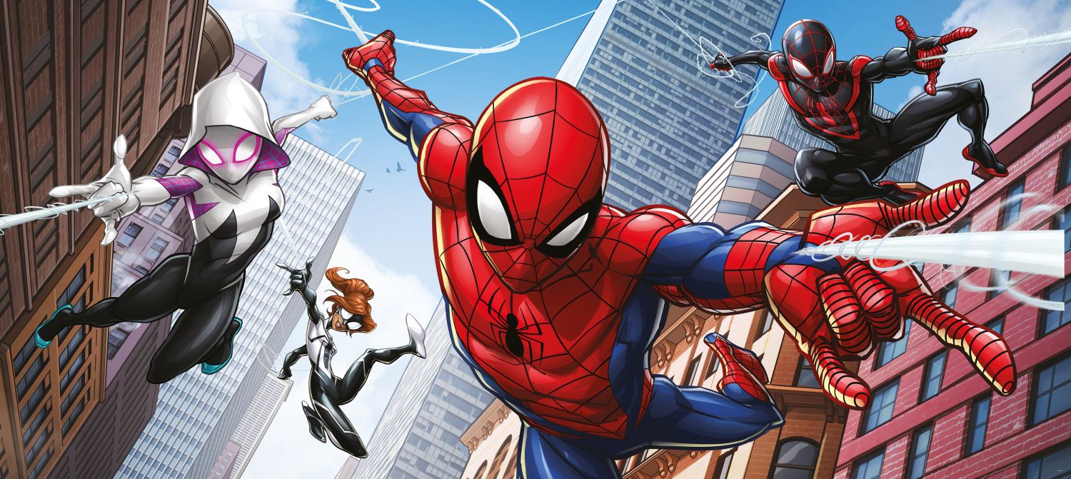 Póster decorativo spider-man rojo, azul y gris - 0,9 x 2,02 m - sanders & sanders