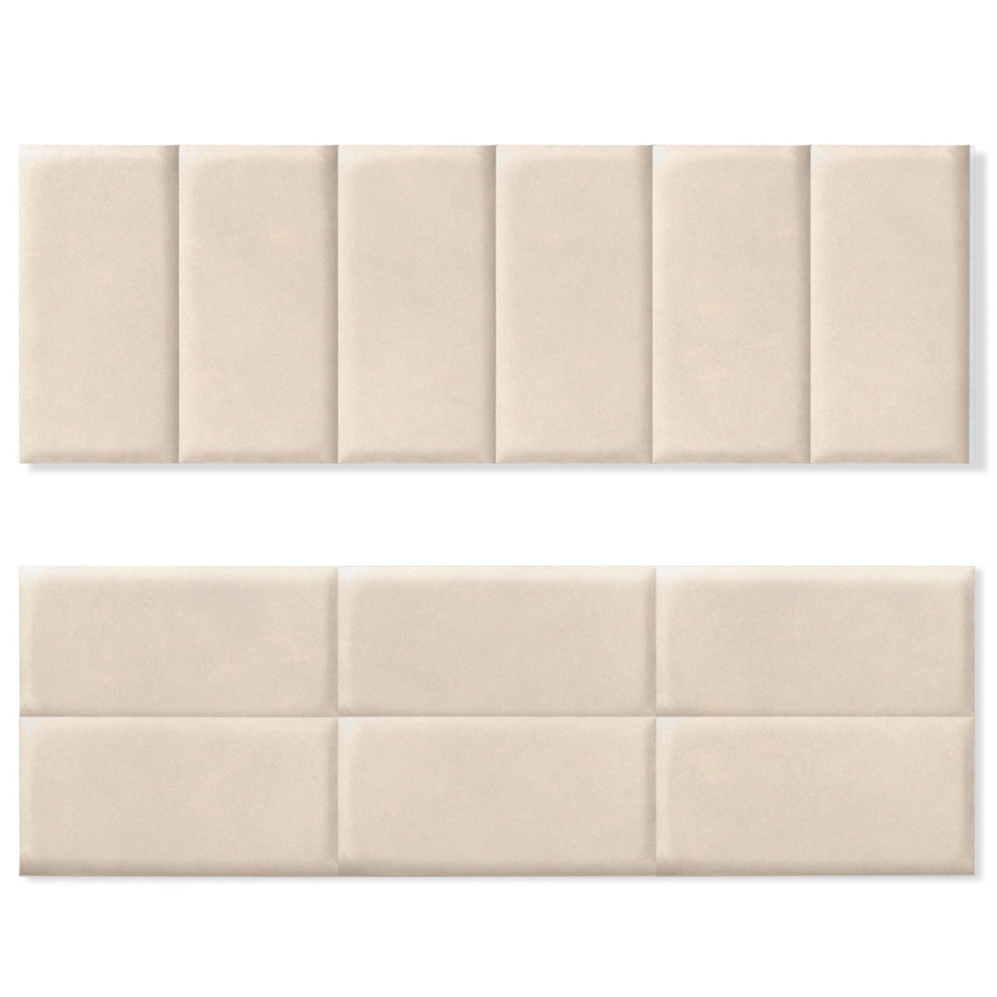 Lot de 6 panneaux muraux pour tête de lit YUMA 180 cm en tissu effet suédé beige - 2
