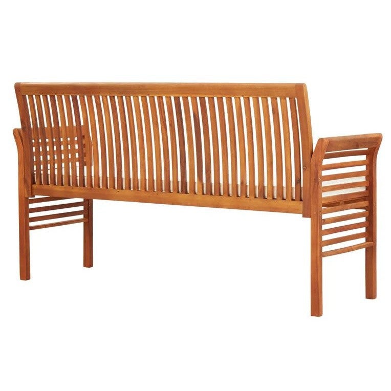 Banc de jardin tissu blanc et acacia massif clair Tulak 150cm - 3