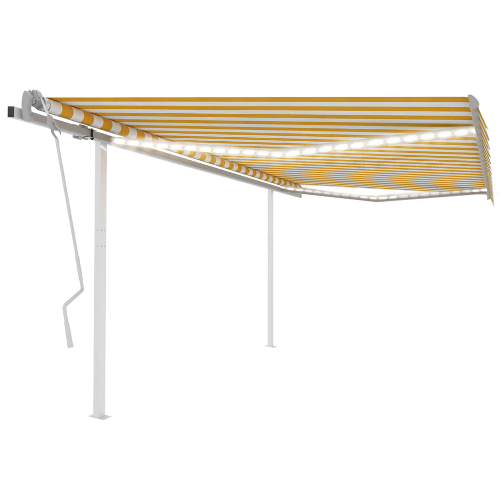 VidaXL Tenda Da Sole Retrattile Manuale 4,5x3,5 M Crema - Pali In Ferro - Protezione UV E Impermeabile - 2