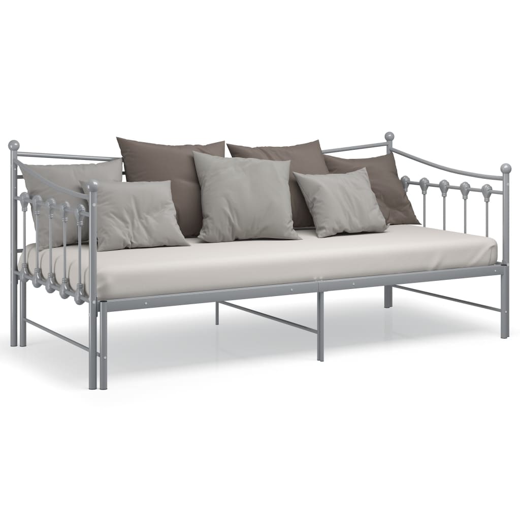 Maison Exclusive - Cadre de canapé-lit extensible sans matelas gris métal 90x200cm - 3