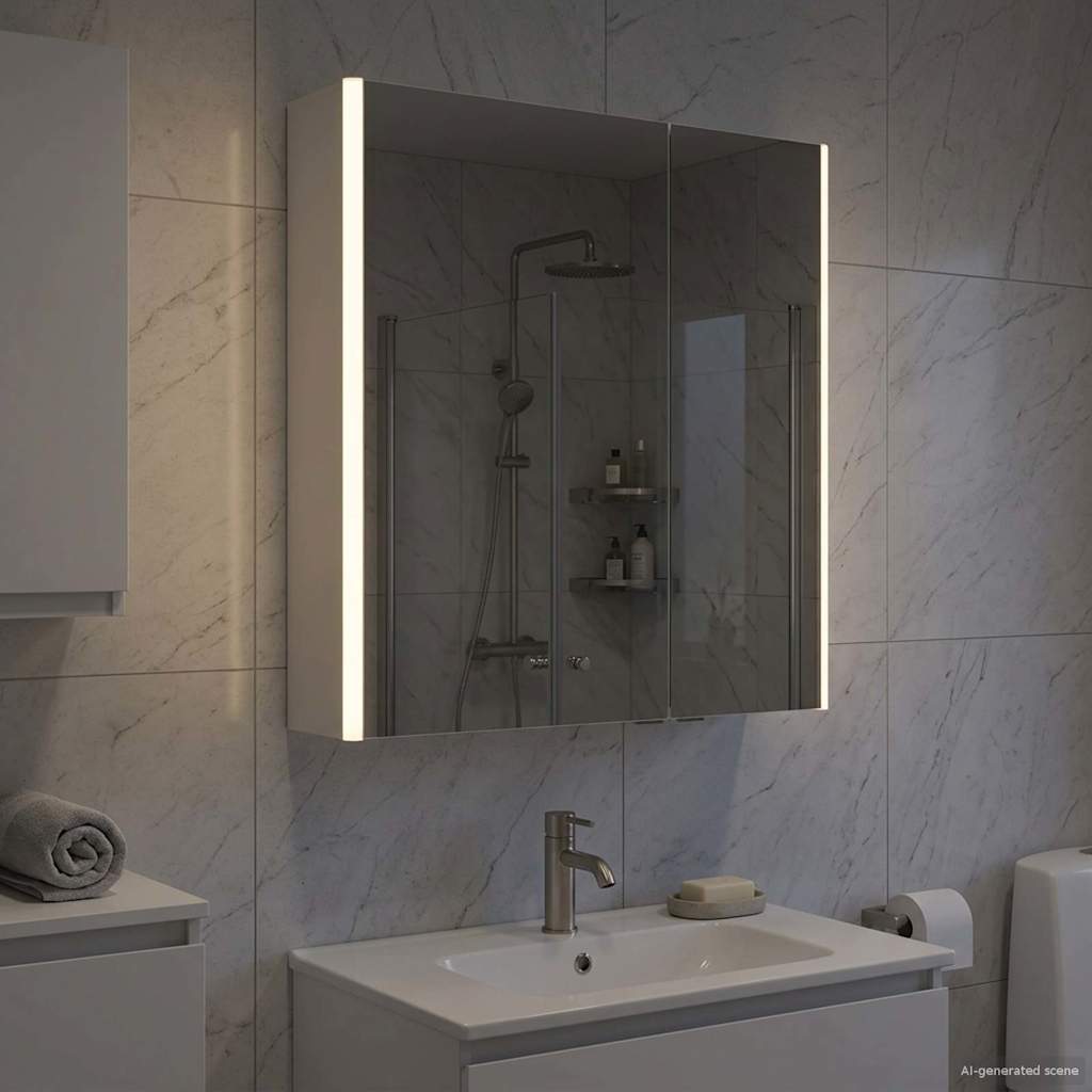 Armoire Miroir de Salle de Bain Blanc 63,5 x 15,5 x 70 cm | Leroy Merlin