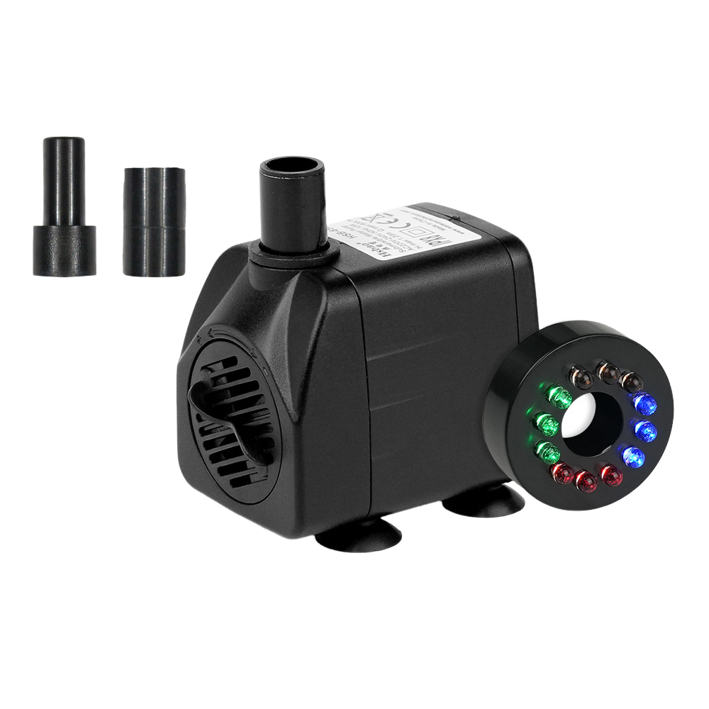 Cicha pompa zanurzeniowa, regulowany przepływ, z oświetleniem LED, kabel 1,45 m (600 l/h, 10 W, wysokość podnoszenia 1,2 m)