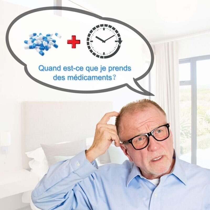 8 Pouces Horloge numérique Horloge de Jour Grand écran réveil Horloge Murale horloge Alzheimer pour parents (Noir) - 4