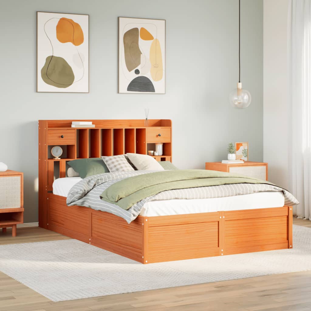 VidaXL Comodino Corona In Legno Massello Di Pino, 53x39x50 Cm, 2 Cassetti, Finitura Cera Miele