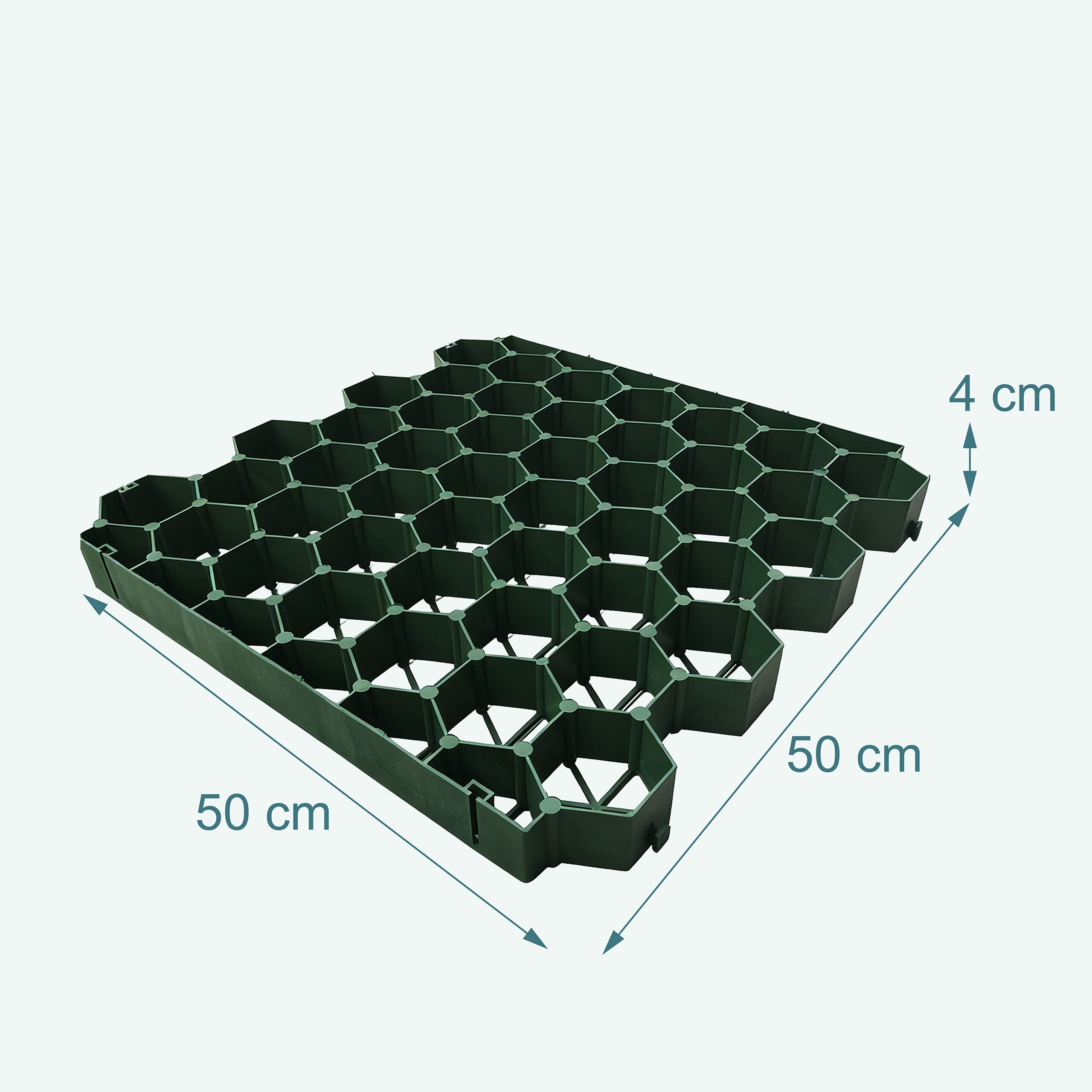 Grille gazon plastique lot de 4, 50 x 50 cm, carrossable sans sous-structure, pour pelouse et paddock, vert, relaxdays - 4