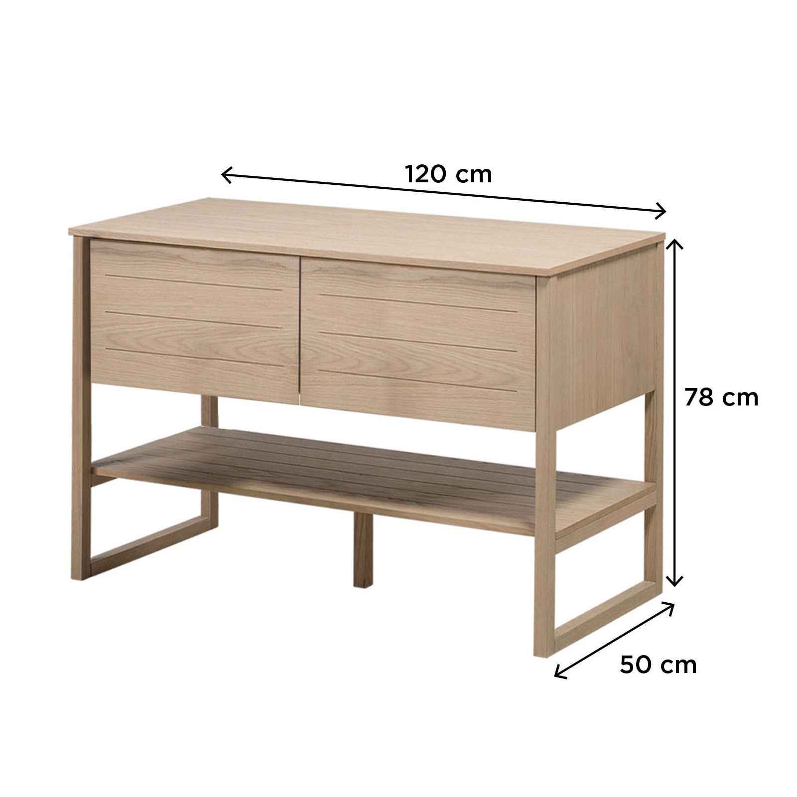 Meuble sous vasque plaqué chêne naturel ATOLL 120cm - 3