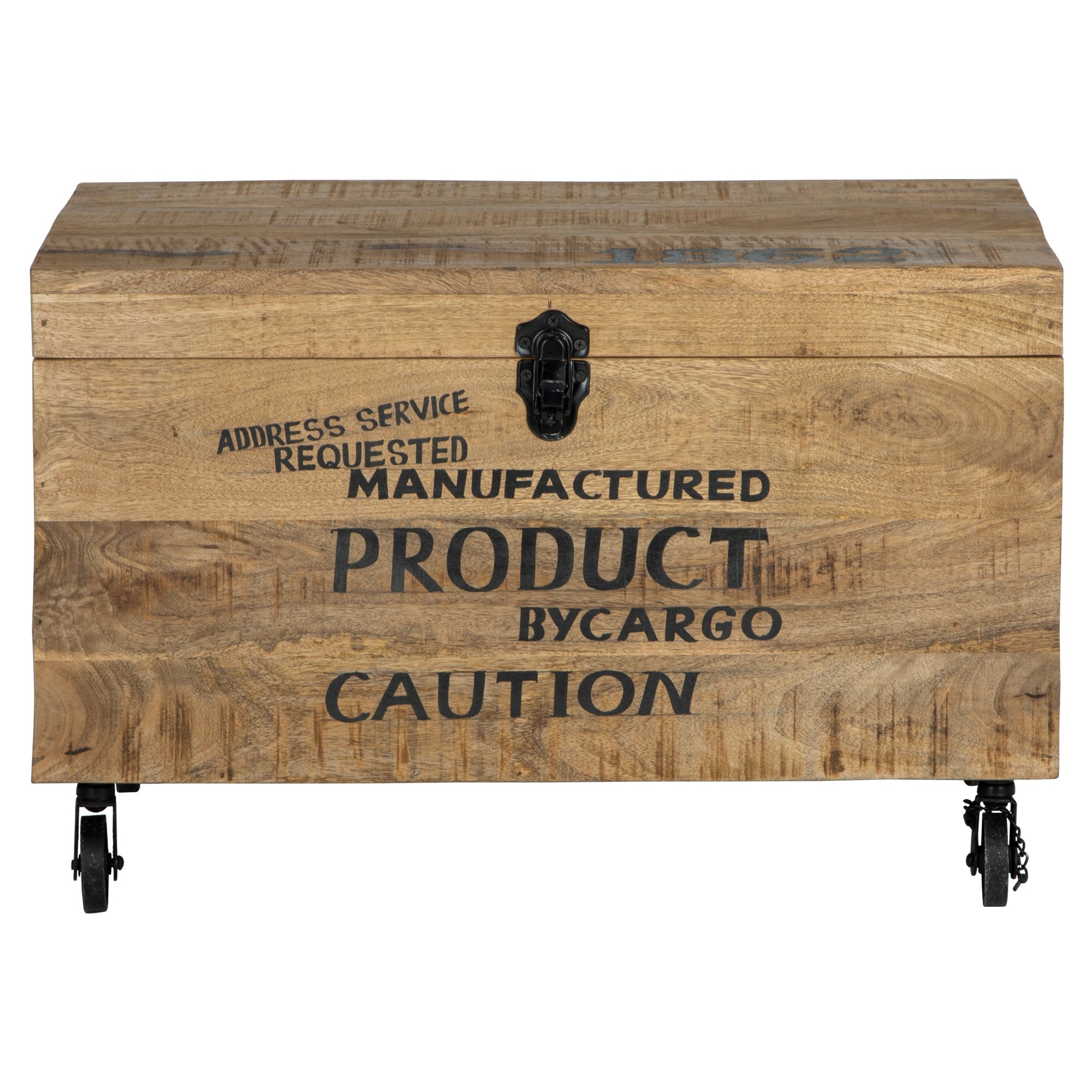 Coffre De Rangement À Roulettes Industriel Bois D'acacia Métal Brut ...