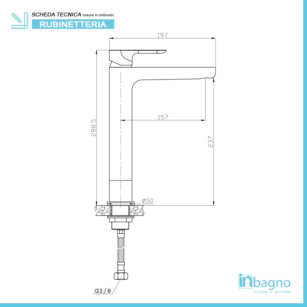 Mitigeur lavabo haut en laiton chromé avec vidage clic-clac Kreo - 3