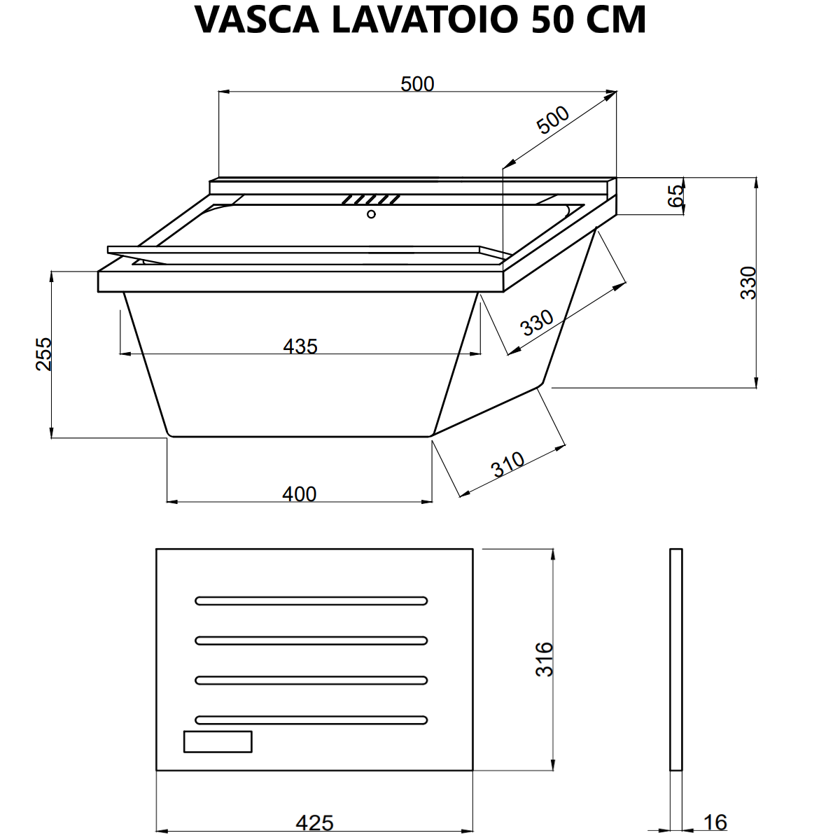 Lavatoio 50x50 con ante quercia naturale e tavola lavapanni | Pratico - 6