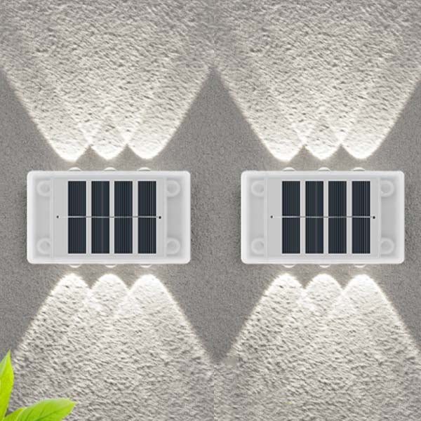 Zestaw 2 Solarnych Lamp Ściennych - 6 Mocnych Diod LED, Białe Światło, Wodoodporne, Idealne na Balkon/Taras/Do Ogrodu