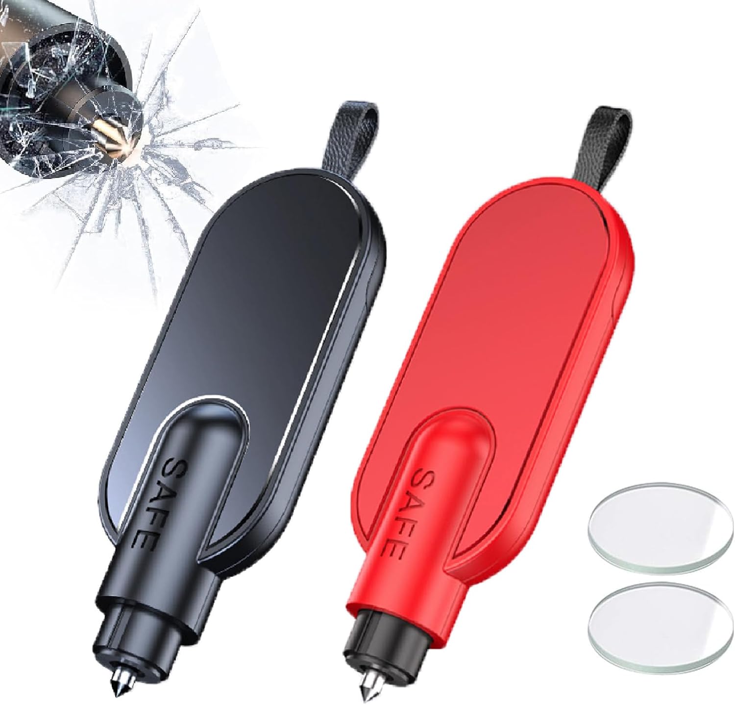 Kit De Sécurité Voiture 3 En 1 KEORHEZ - Brise-vitre Et Coupe-ceinture - Alliage Aluminium, 9x2 Cm - Noir/rouge/argent
