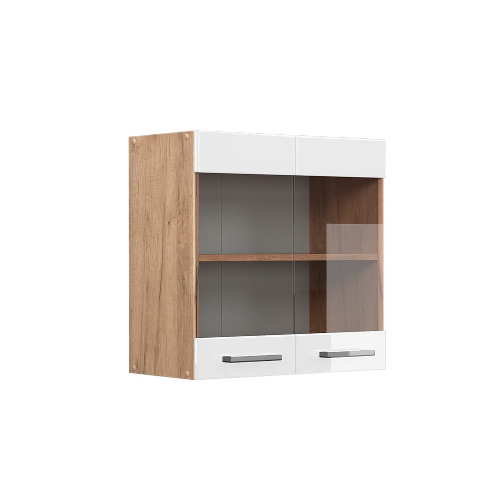 Vicco Szklana szafka kuchenna R-Line, Biały wysoki połysk, 60 cm