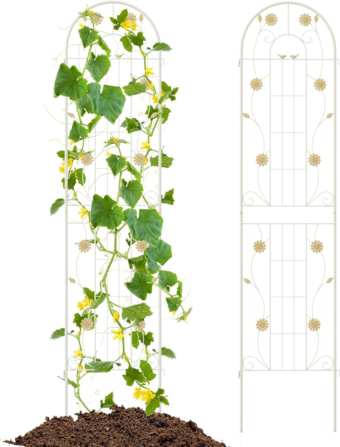 2 Treillis Métallique Jardin 180x50cm - Support Plantes Grimpantes, Design Décoratif