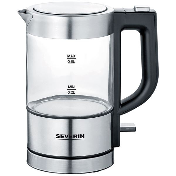 Severin Mini Hervidor De Agua De Cristal 0,5 L Antical Acero Inoxidablewk 3472 1100W - Imagen 3