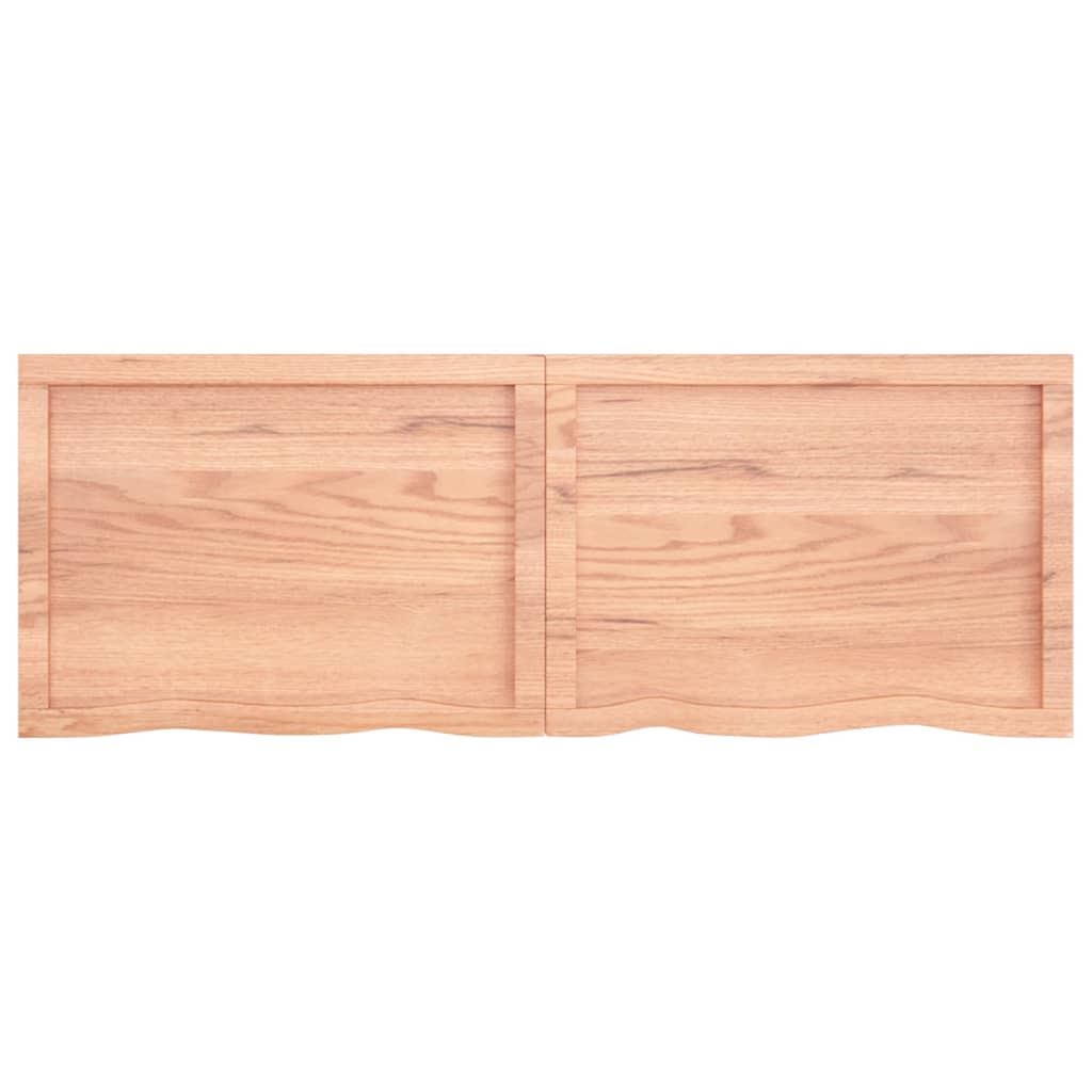 Étagère murale marron clair bois chêne massif traité - 4