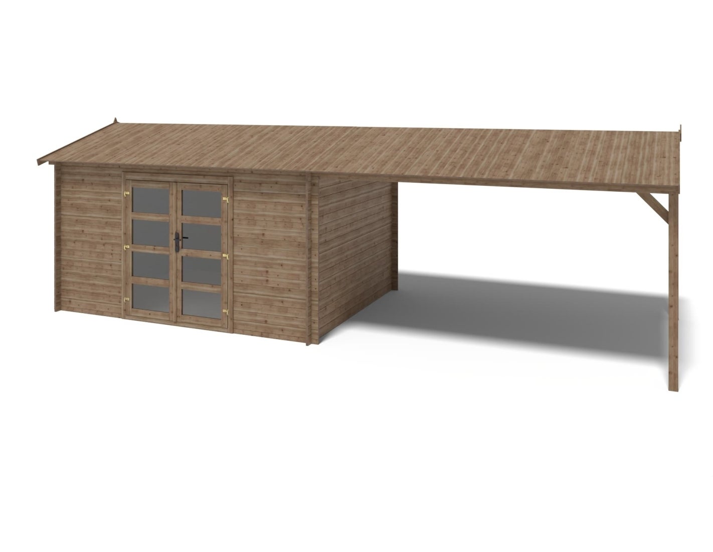 Drewniany domek ogrodowy - 4x3 m z dostawką 4x2,76 m - 12 m2, Impregnowany 1szt.