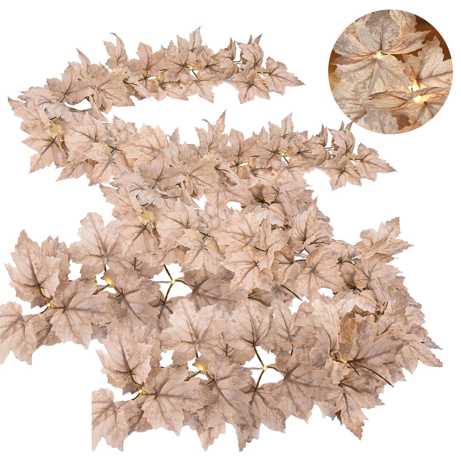 Guirlande 12 Feuilles D'Automne Érable 2,3m - Décoration Thanksgiving Halloween Noël - Feuilles Réalistes