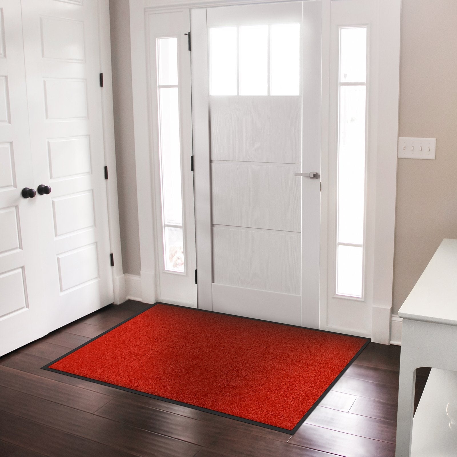 Tapis d'entrée Rhine, Lavable, certifié Oeko-Tex, Rouge 200 x 200 cm - 5