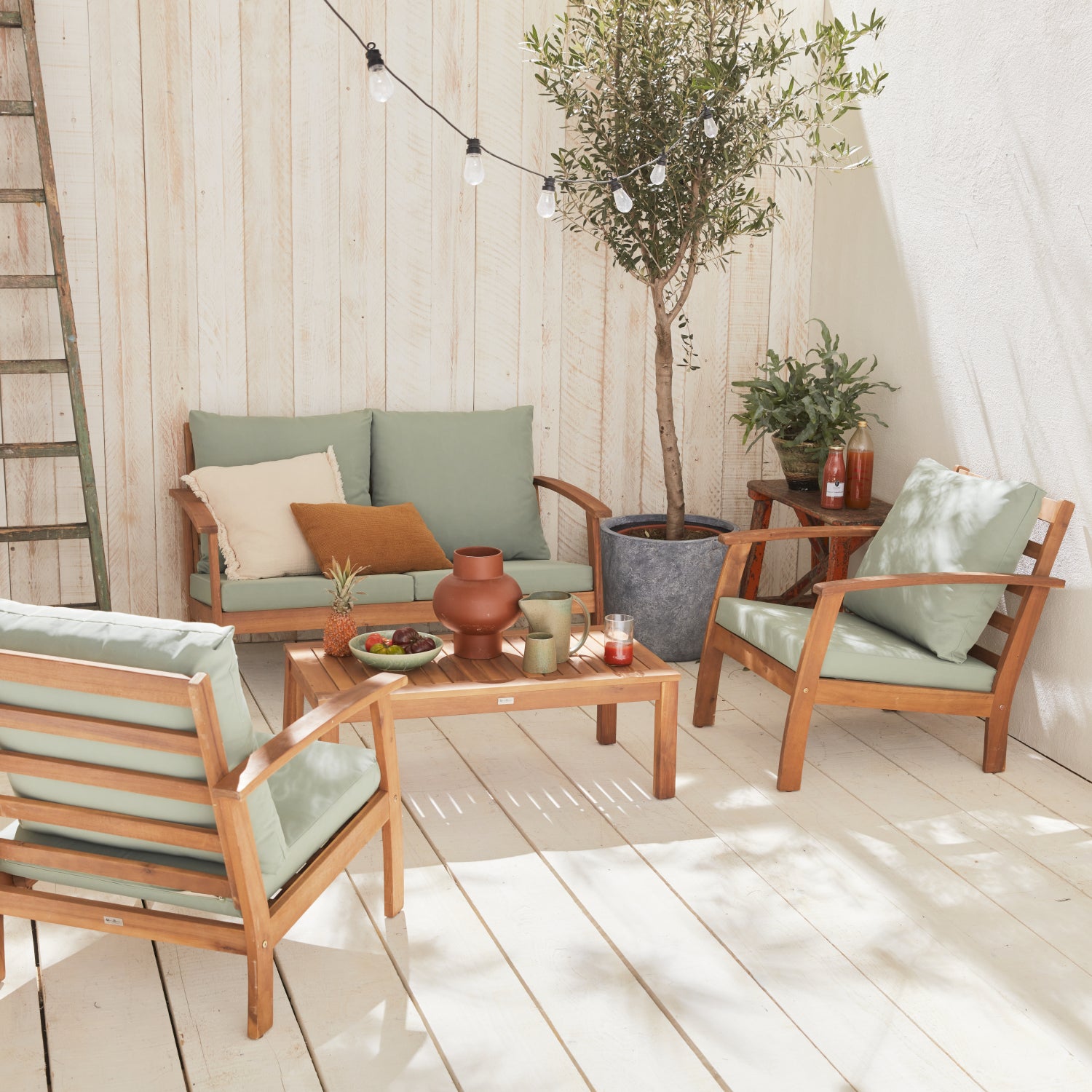 Salon de jardin en Bois Vert 4 personnes - 7