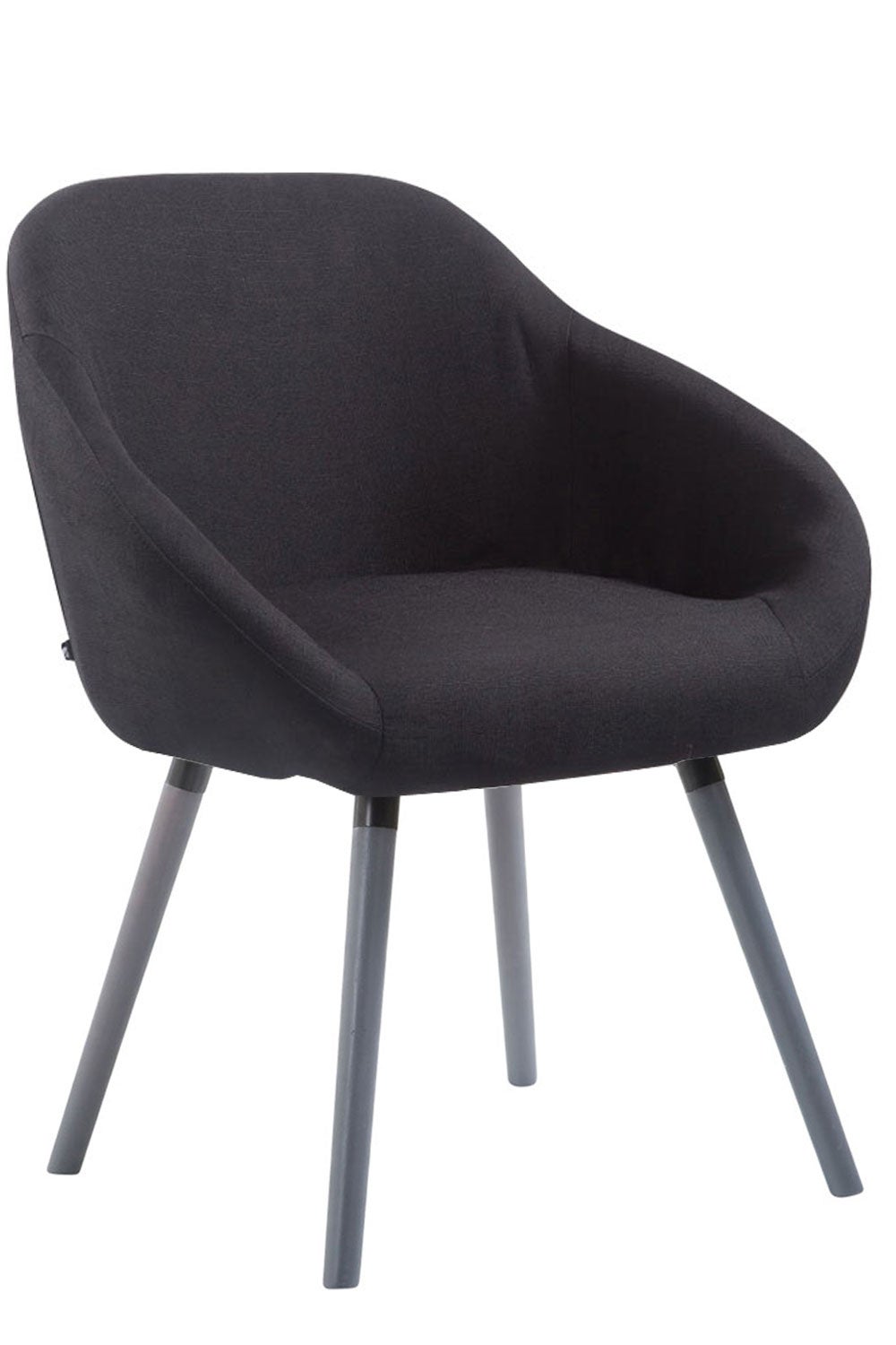 Set 2 sedie in tessuto grigio scuro con gambe in metallo nero - Mady