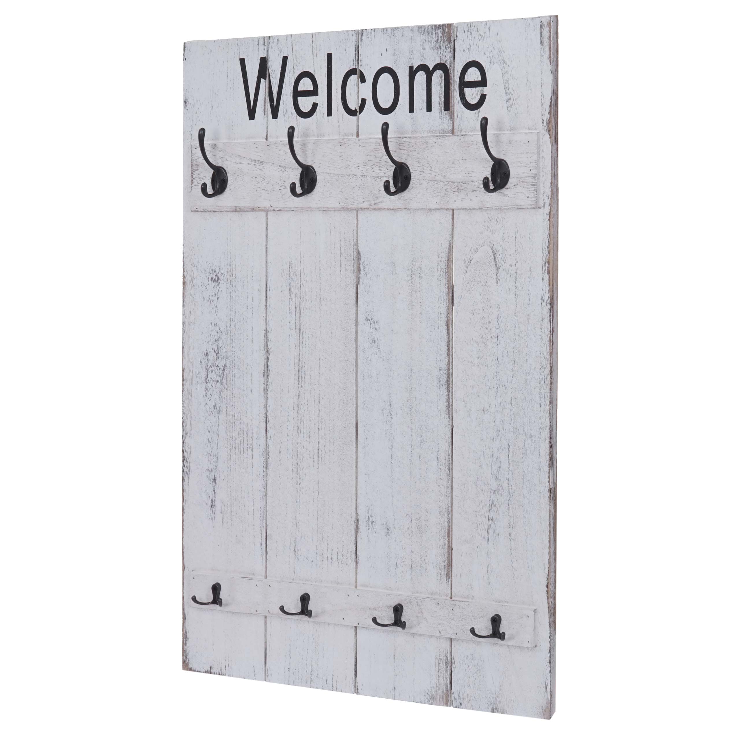 Porte-manteau Mural Blanc En Bois Aggloméré Avec étagère - Design Moderne Pour Couloir - 84x80 Cm - 2