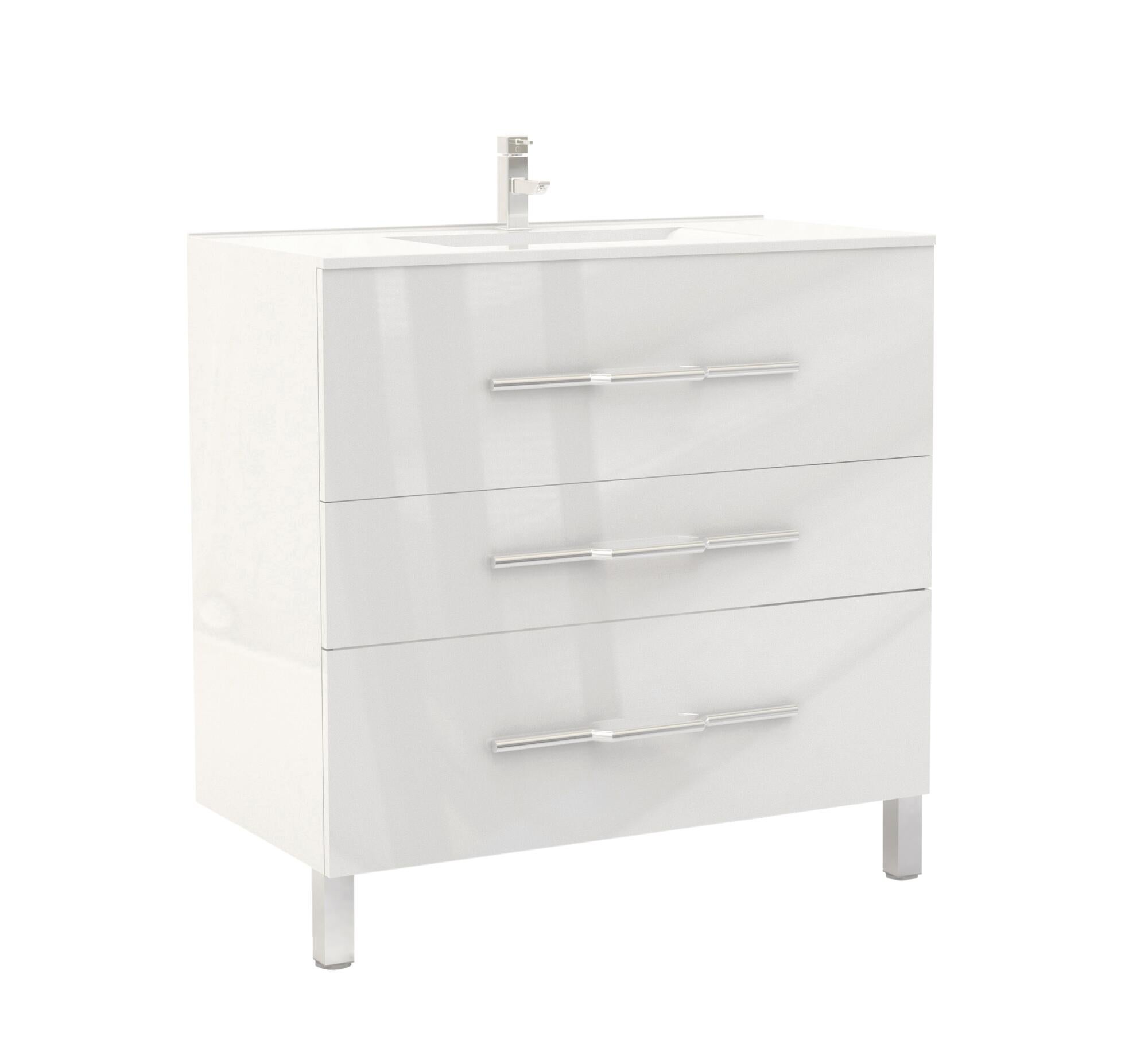 Meuble à Poser BELIS + Miroir Affleurant - 80cm - Finition : Blanc - 1