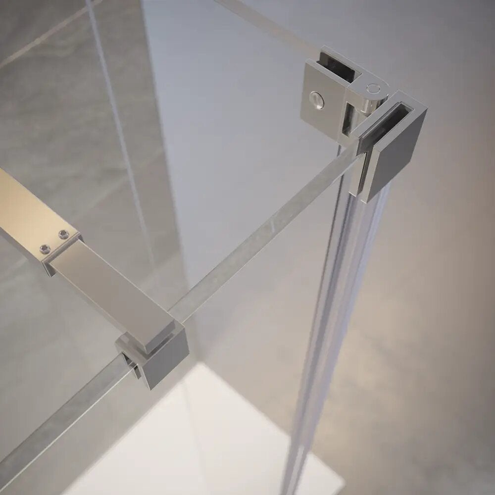 Douche à l'italienne 70 cm + porte 30 cm en verre trempé anti-calcaire 10 mm transparent, profilés chromés | Naxos - 7