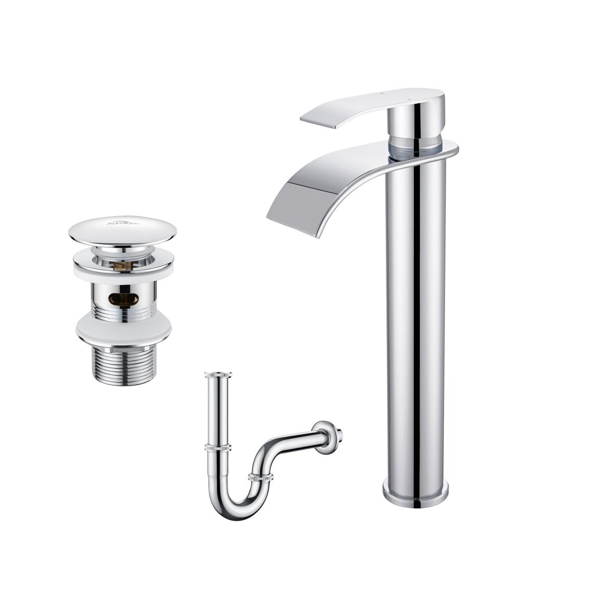 Robinet De Lavabo Cascade Chromé - Montage 1 Trou, Hauteur 18.3 Cm, Marque Luxusdusche, Neuf