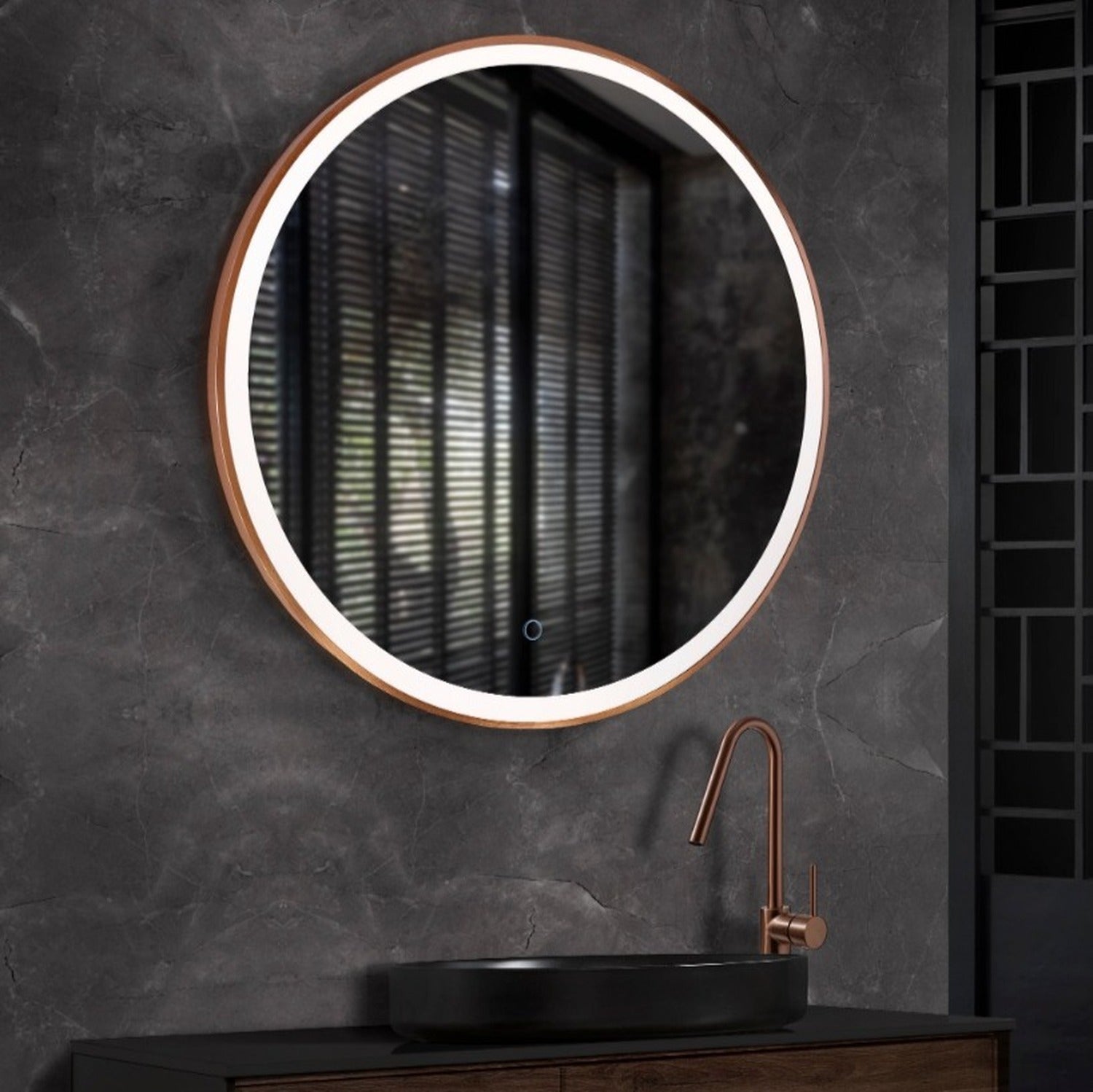 Espejo De Baño Redondo Con LED - 110 Cm, Antiniebla, Táctil, 3 Colores De Luz, Sin Marco