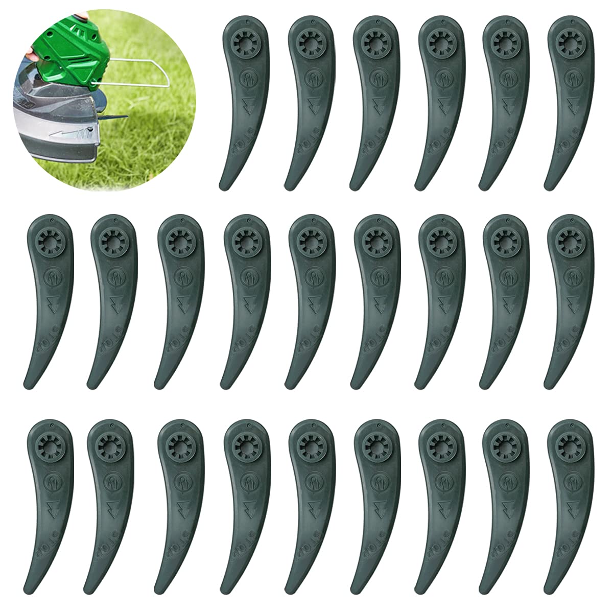 Wymienne ostrza do podkaszarki, Zestaw 24 ostrzy do podkaszarki Bosch do podkaszarek Bosch Durablade Art 23-18 LI Art 26-18 LI, Zielone