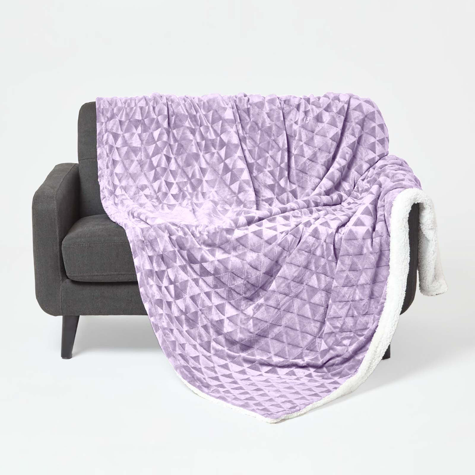 Homescapes Plaid polaire Violet clair et revers sherpa, 200 x 230 cm - 2