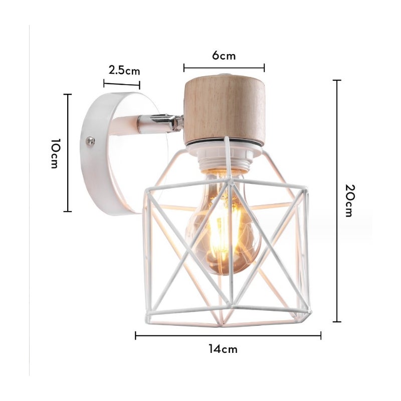Rustykalna, industrialna lampa ścienna w stylu vintage, z kutego żelaza, do kuchni, baru, jadalni, salonu, kawiarni, loftu, E27 - Biała