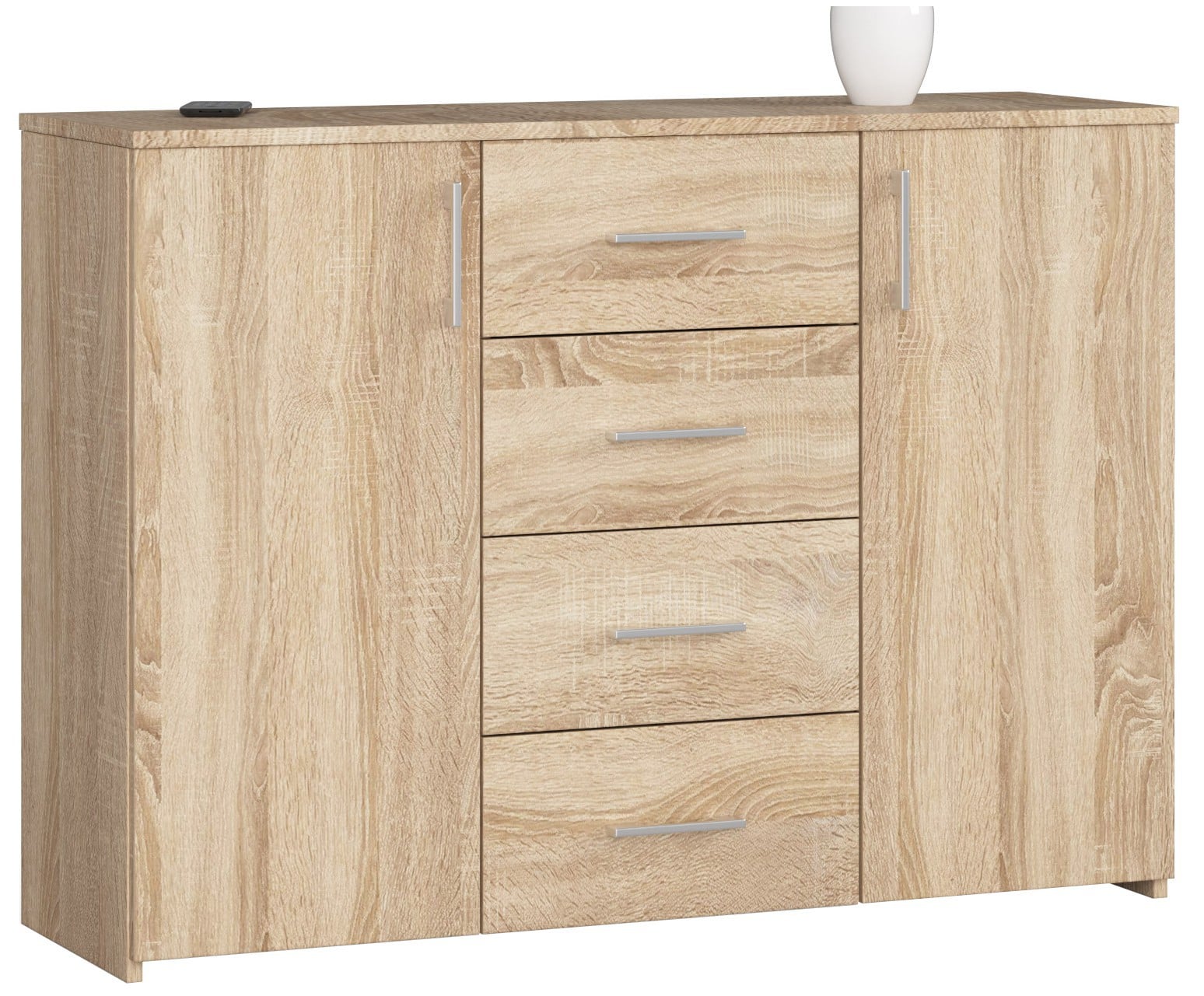 Commode avec 6 tiroirs et 2 portes, large 110 cm en bois | Leroy Merlin