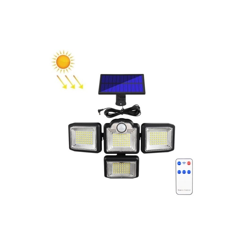 Zewnętrzne lampy słoneczne z czujnikiem ruchu, wodoodporny reflektor LED, solarne światło bezpieczeństwa, z pilotem, solarny kinkiet